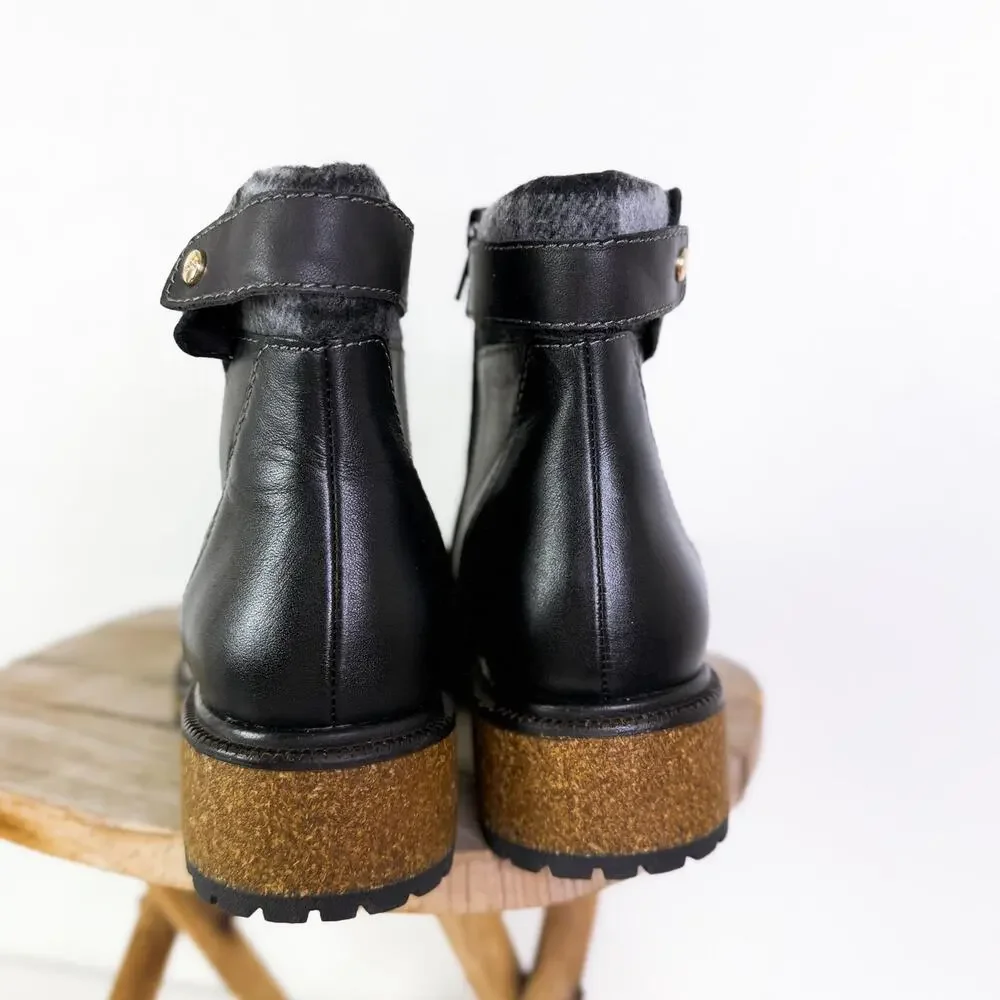 Earth Origins Patchwork Leather Taylen Round Toe Gorpcore Boots Black sz 6.5 NEW